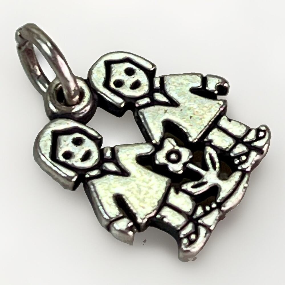 JAMES AVERY Retired LOVE IS Two Girls w/ Flower Charm in Sterling Silver 925